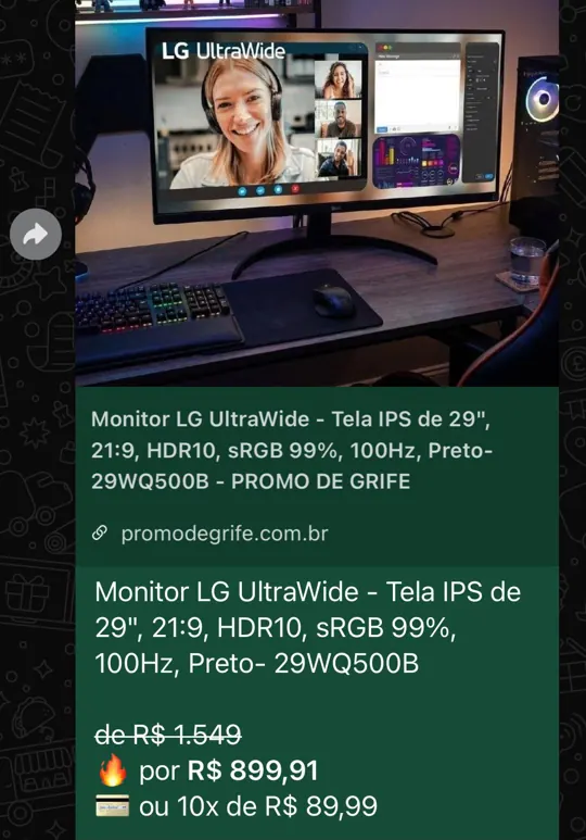 Exemplo de oferta publicada