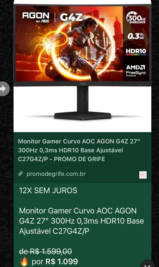 Exemplo de oferta publicada